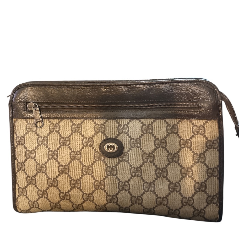 Authentic Gucci Supreme GG Brown & Beige Unisex Clutch Bag UNISEX